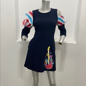 Orange MIKIBANA  Navy Dress with Colorful Mesh Ruffle and  Guitar Design SZ 155